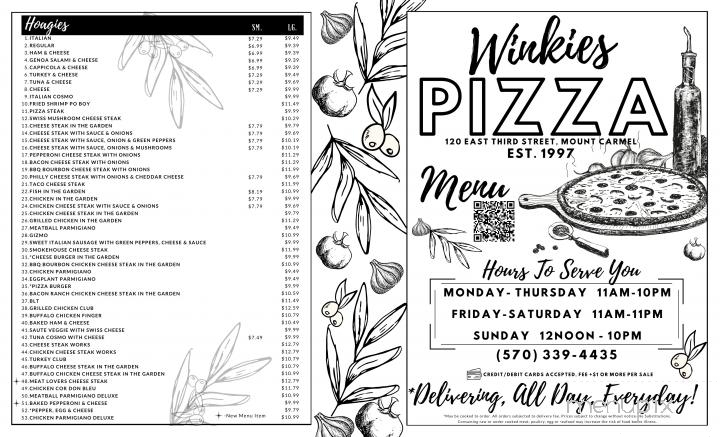 Winkie's Pizza - Mount Carmel, PA menu_pic
