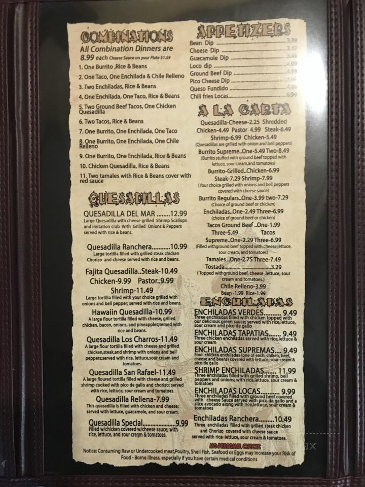 Los Charros - Petal, MS menu_pic