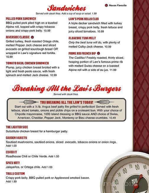 Law's Lunch & Dinner - Riverside, CA menu_pic