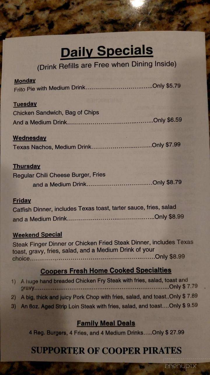 Cooper's Drive-In - Lubbock, TX menu_pic
