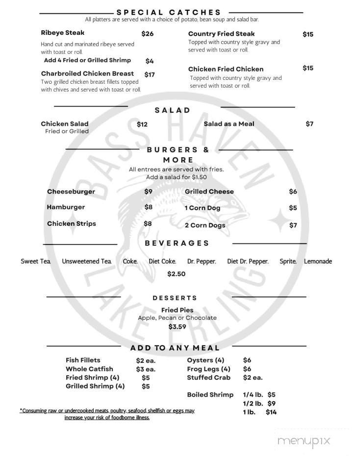 Bass Haven - Taylor, AR menu_pic