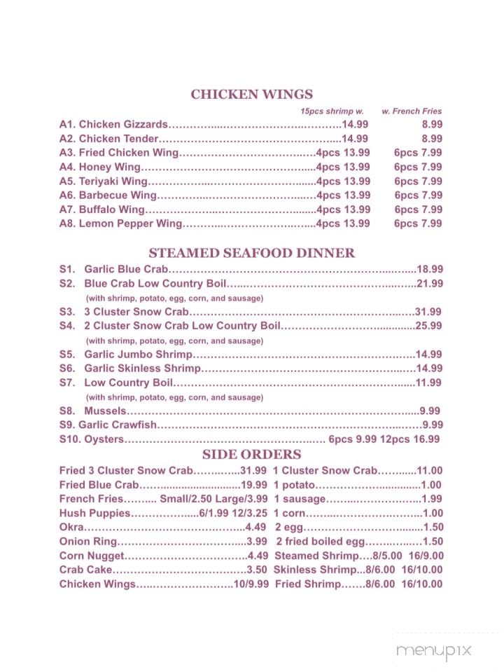 Chen's Seafood Market - Leesburg, FL menu_pic