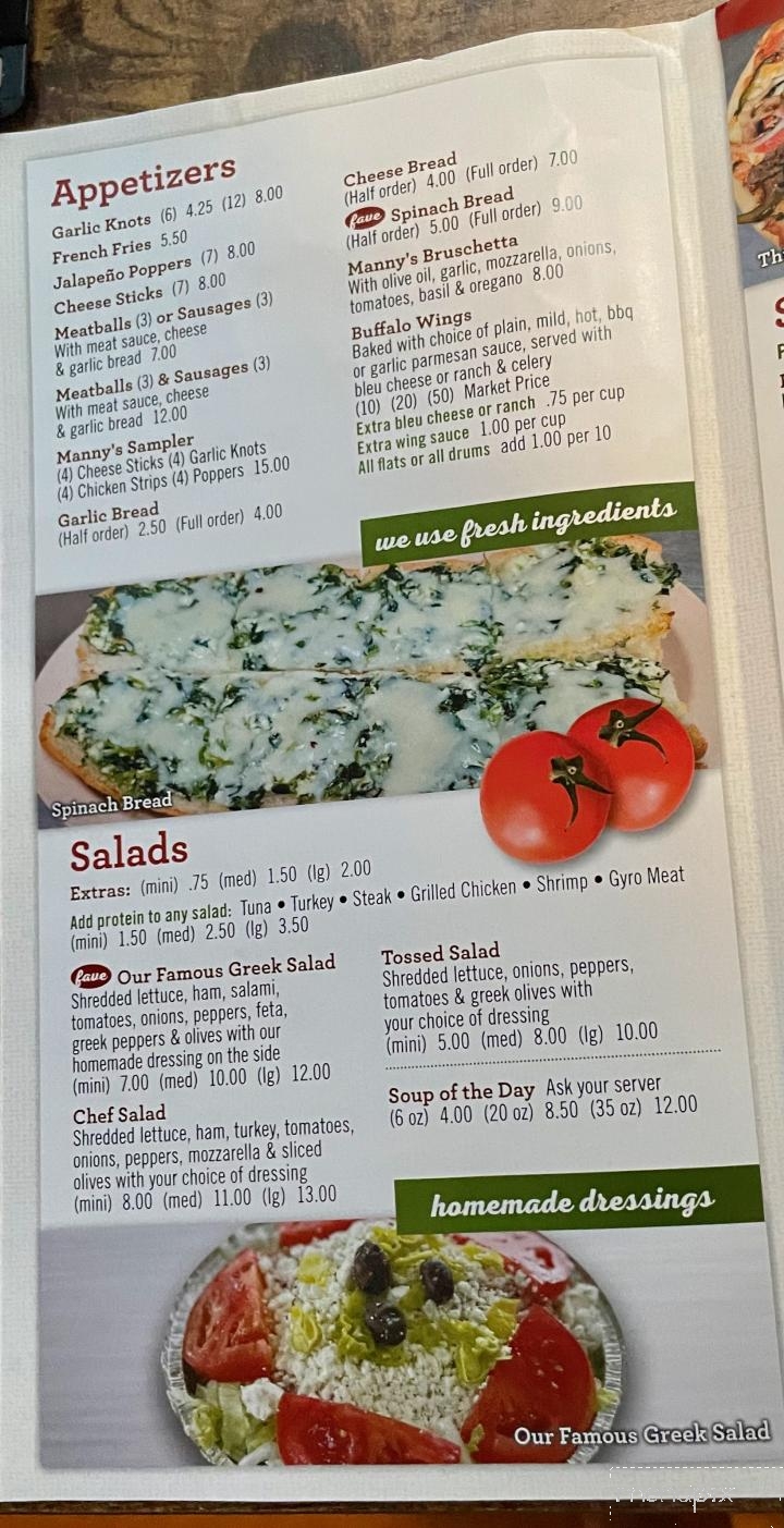 Manny's Pizza House - Ormond Beach, FL menu_pic