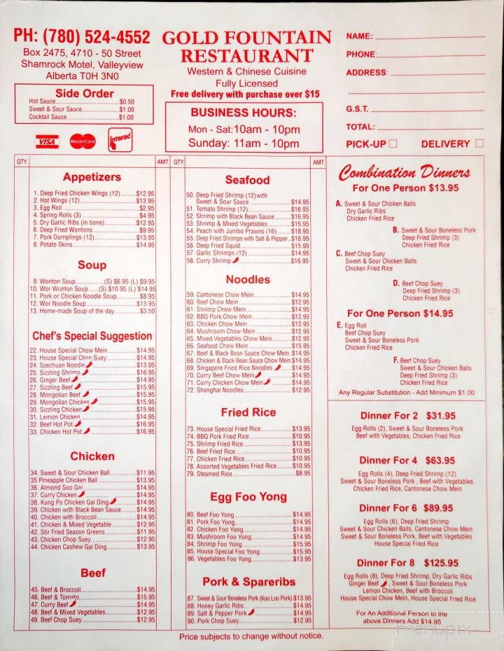 Gold Fountain Restaurant - Valleyview, AB menu_pic