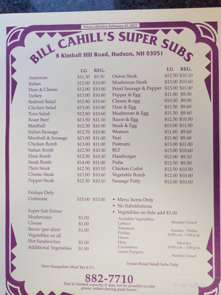 Bill Cahill's Super Subs - Hudson, NH