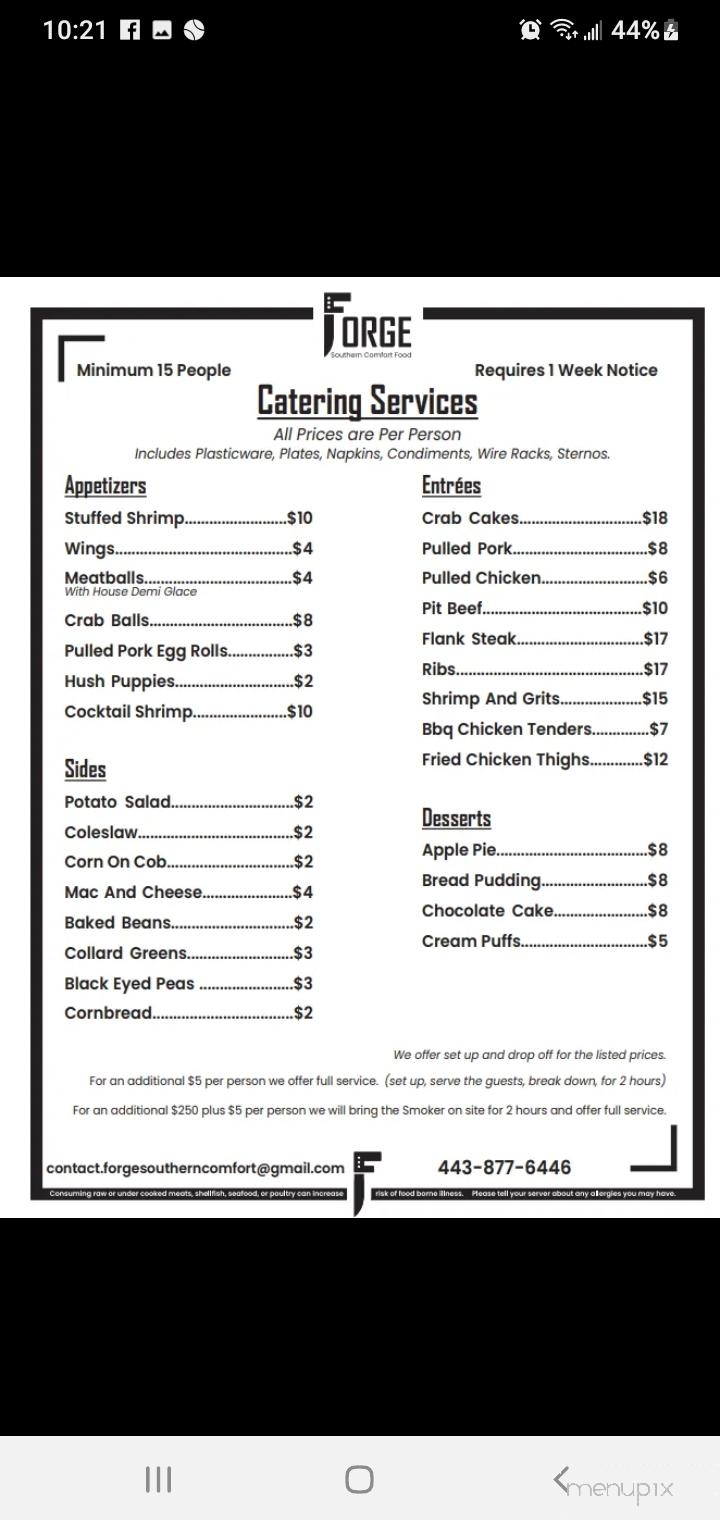 Forge Southern Comfort - North East, MD menu_pic