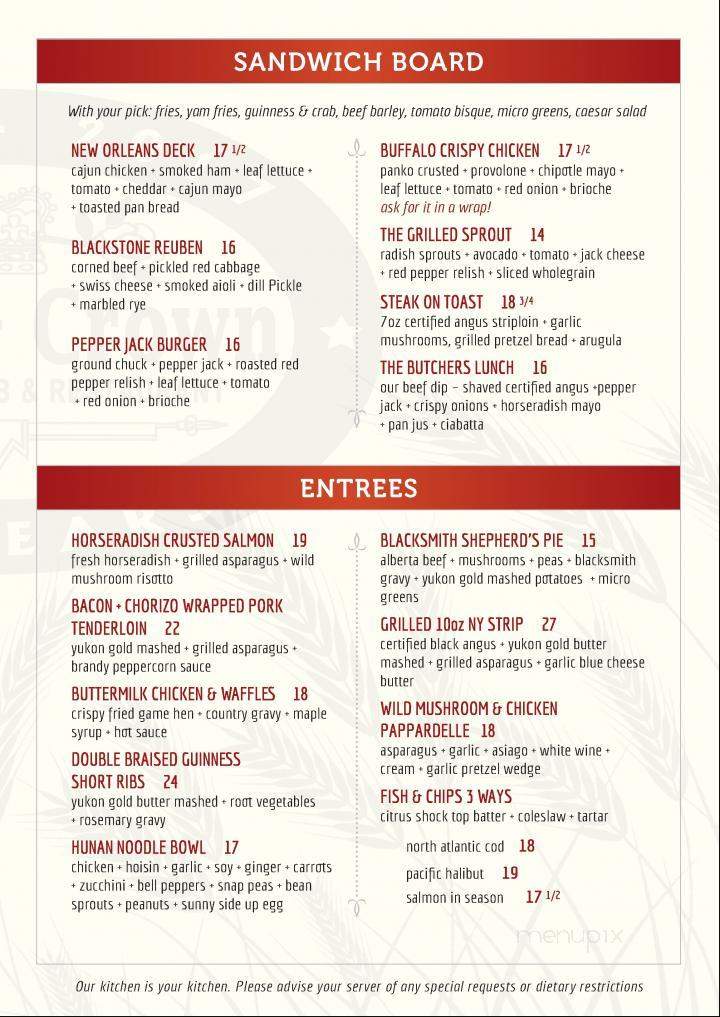 Rose & Crown Pub - Calgary, AB menu_pic