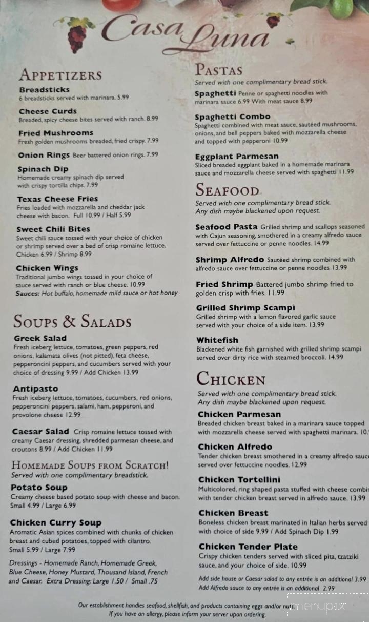 Casa Luna - Sparta, TN menu_pic