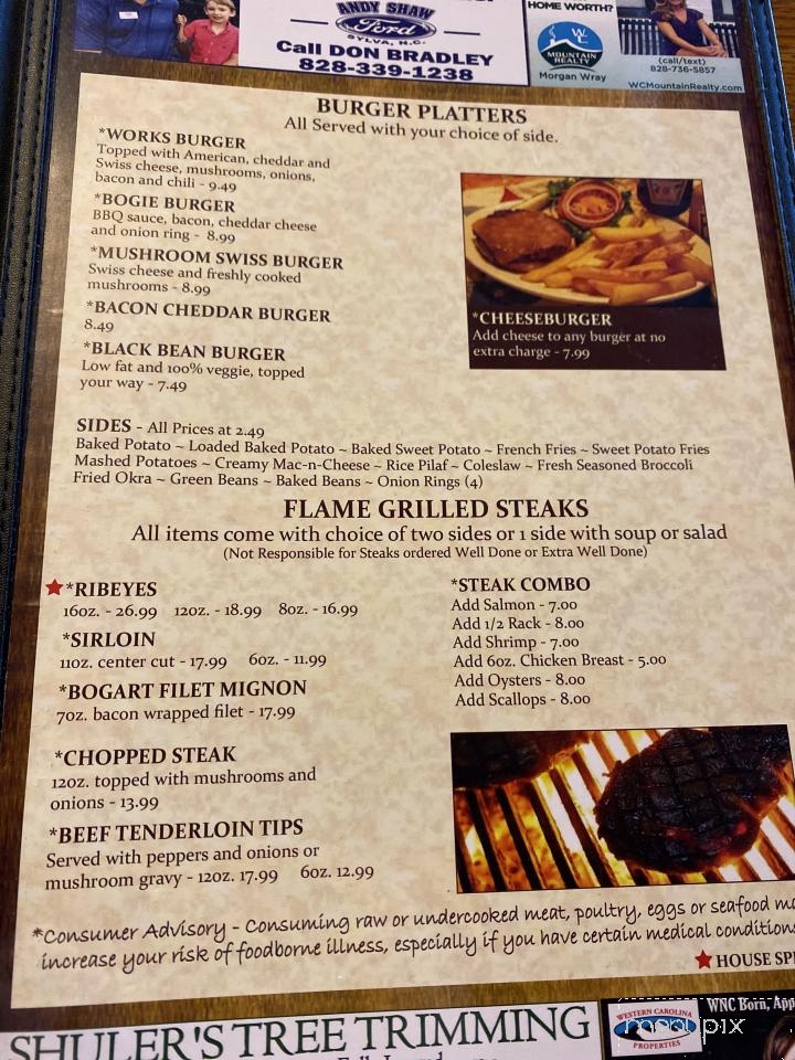Bogart's Restaurant - Sylva, NC menu_pic