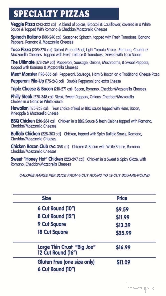 Pizza Joe's - Ambridge, PA menu_pic