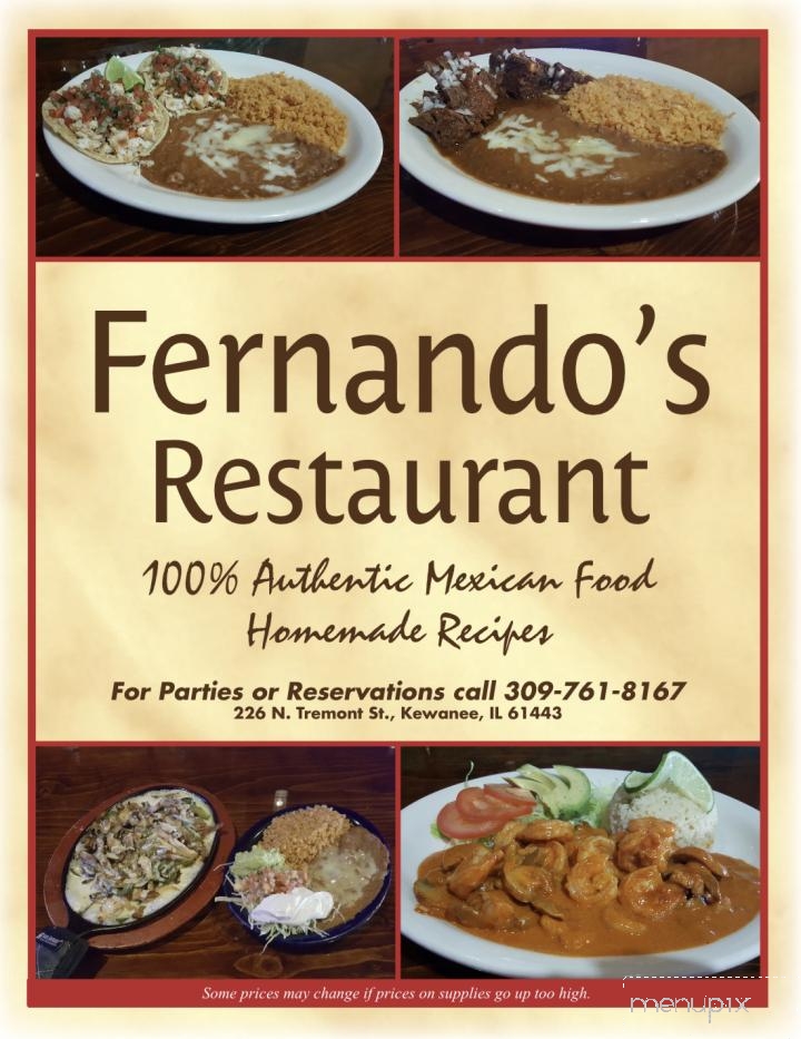 Fernandos Place - Kewanee, IL menu_pic