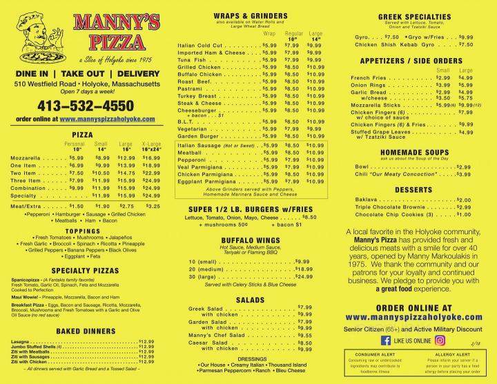 Manny's Pizza & Grinders - Holyoke, MA
