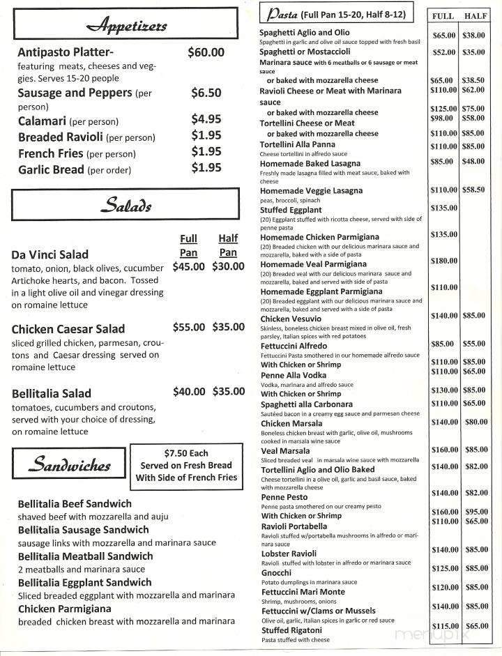 Cafe La Bellitalia - Madison, WI menu_pic