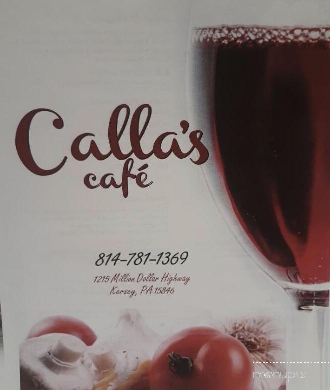 Calla's Cafe - Kersey, PA menu_pic