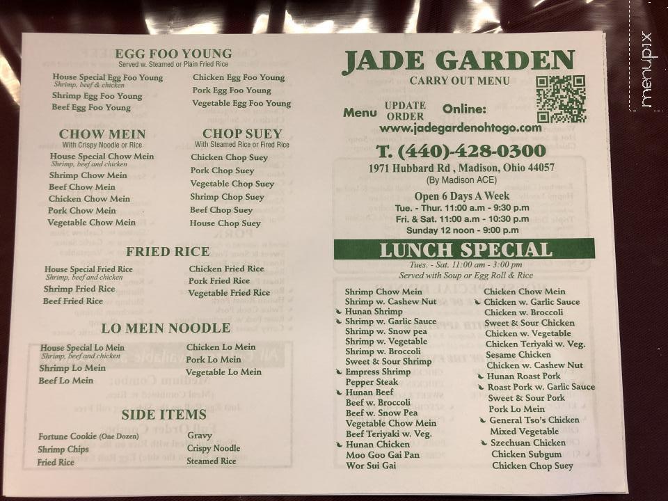 Menu Of Jade Garden In Madison Oh 44057
