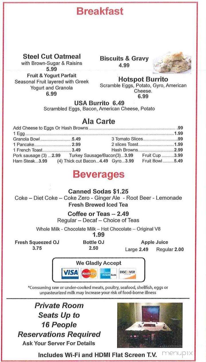 Hotspot Cafe - Cleveland, OH menu_pic