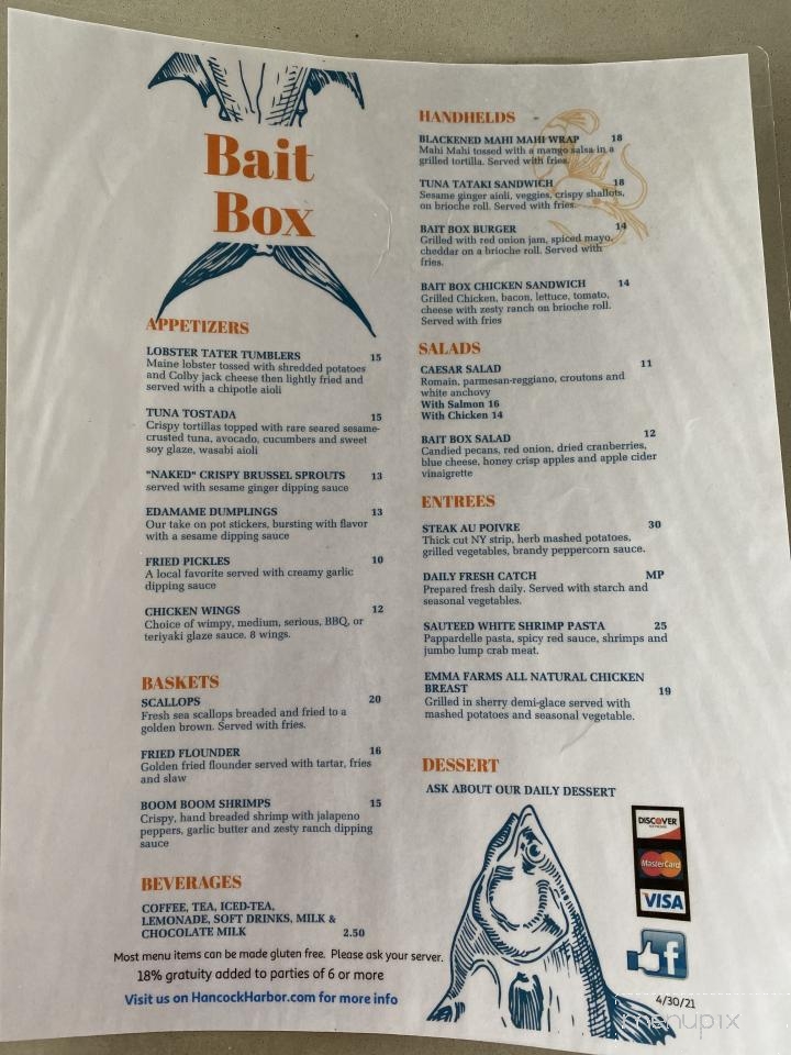 Bait Box Restaurant - Greenwich, NJ menu_pic