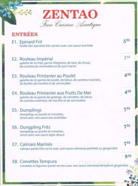 Restaurant Zentao - Joliette, QC menu_pic