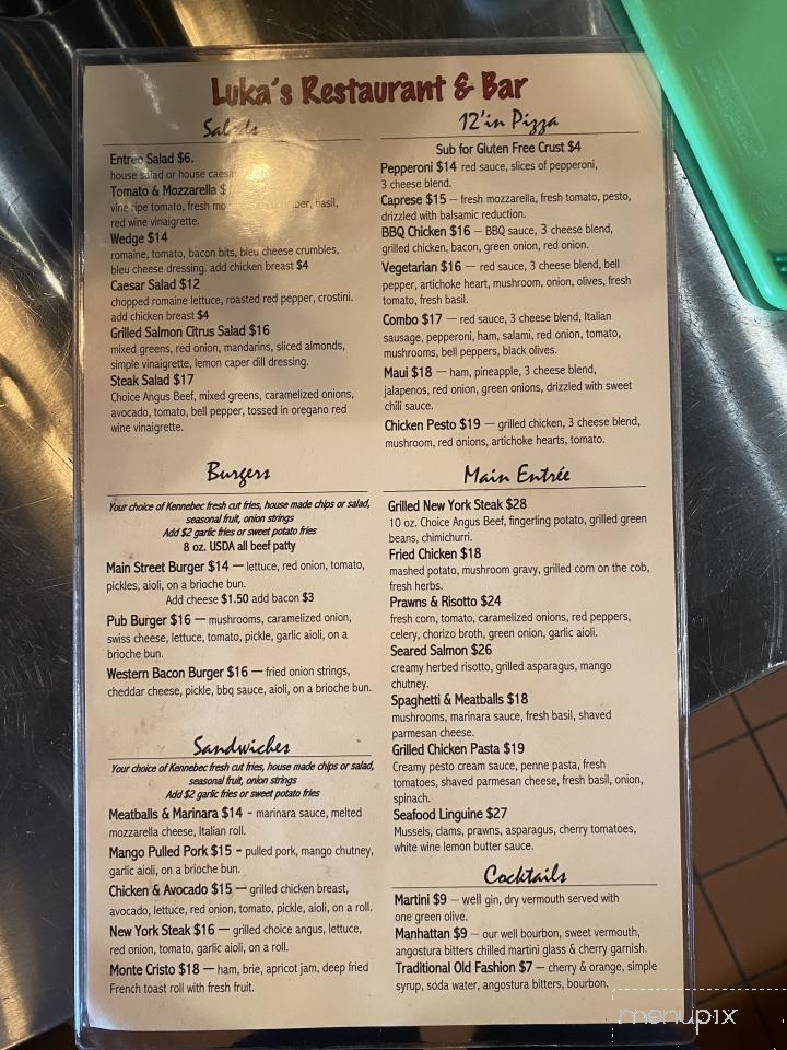 LUKA's - Jackson, CA menu_pic