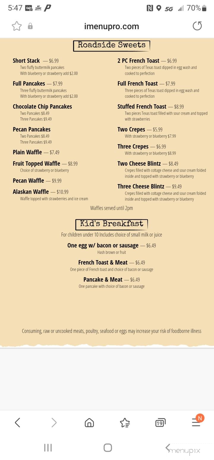 Roadside Bar & Grill - Plymouth, WI menu_pic