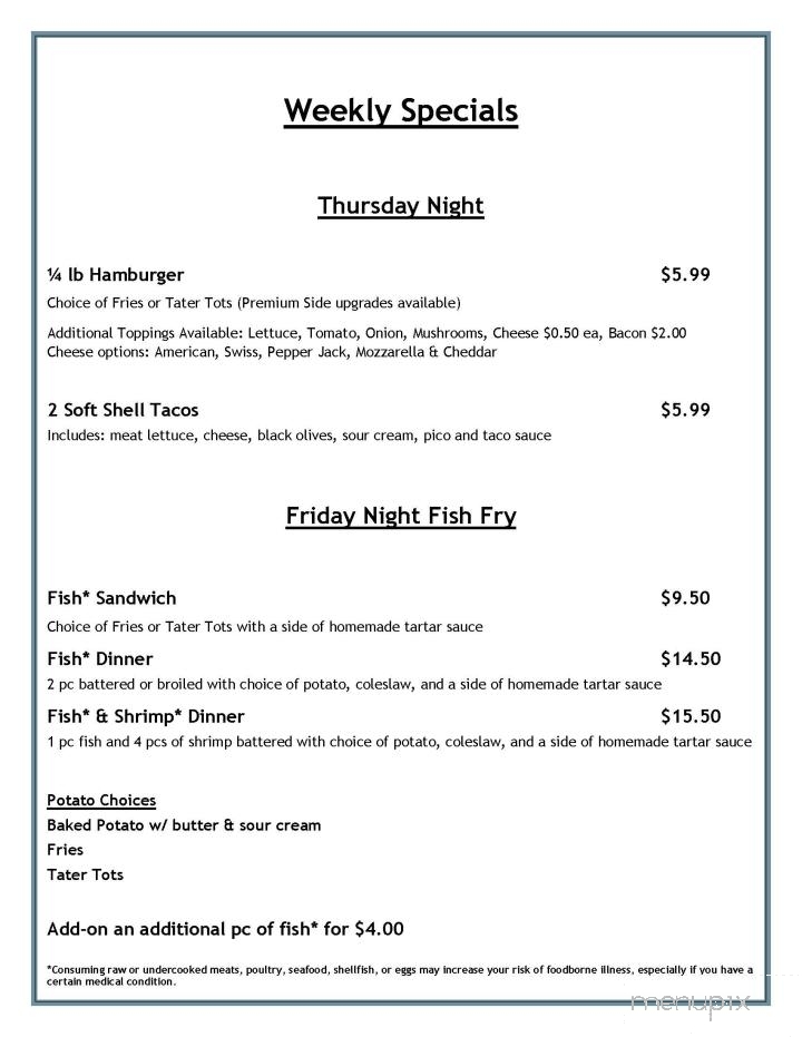 Pickwick Inn - Winona, MN menu_pic