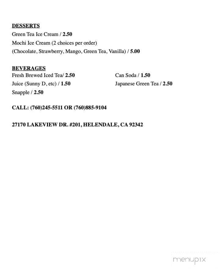 Sushi Plus - Helendale, CA menu_pic