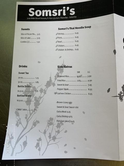 Somsri's International Restaurant - Vernon, FL menu_pic