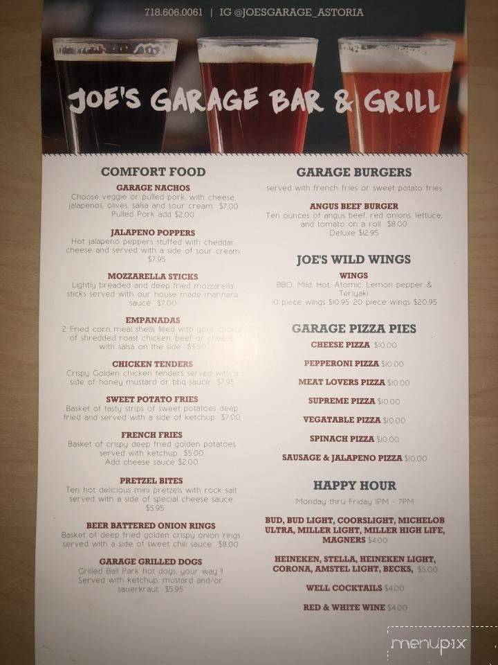 Joe's Garage Bar - Astoria, NY menu_pic
