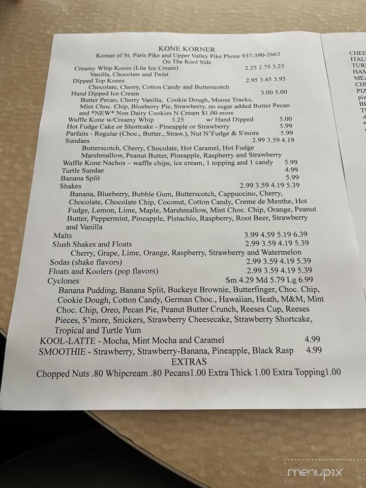 Kone Korner - Springfield, OH menu_pic