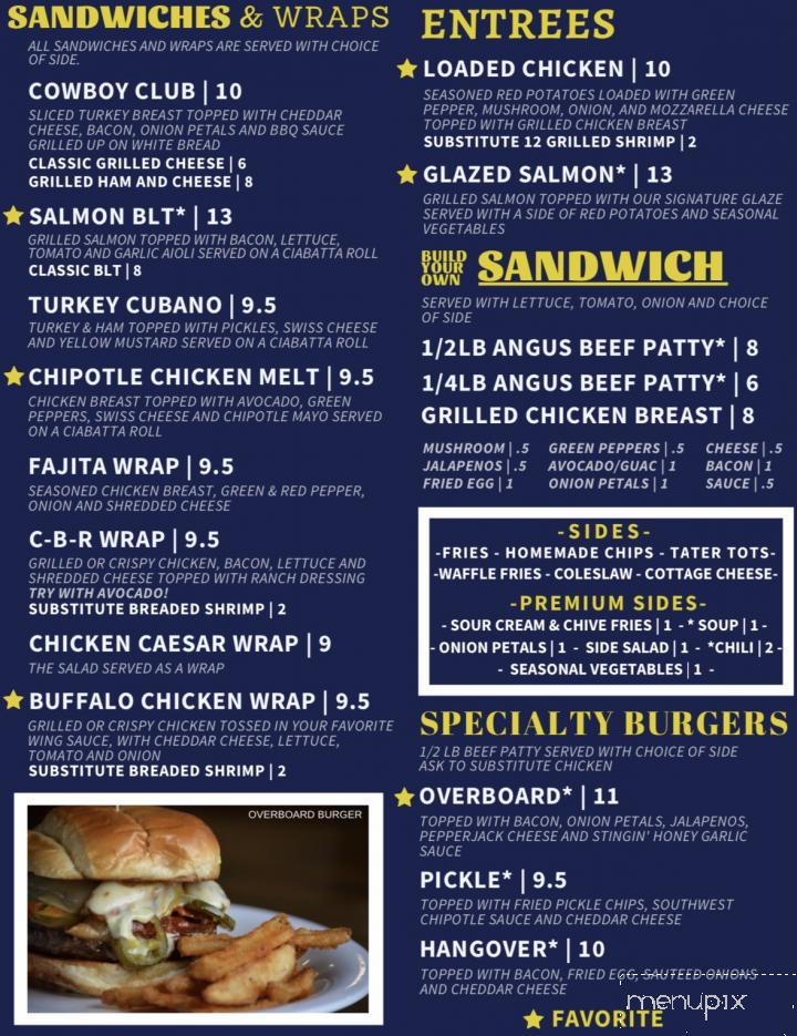 Overboard at Sam's Bar & Grill - Okauchee Lake, WI menu_pic
