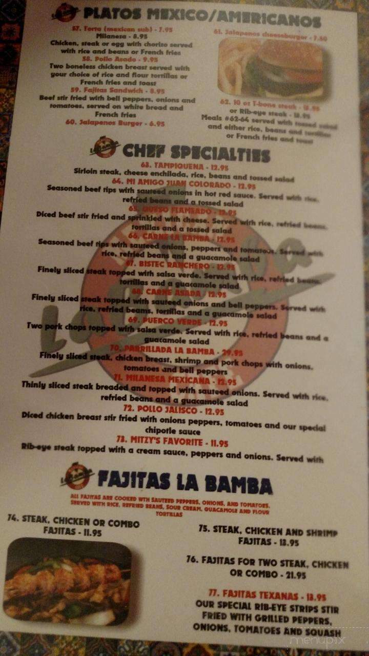La Bamba Cafe - Headland, AL menu_pic