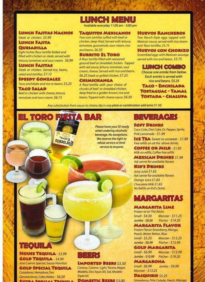 El Toro De Don Jose Mexican Restaurant - Clarksville, TN menu_pic