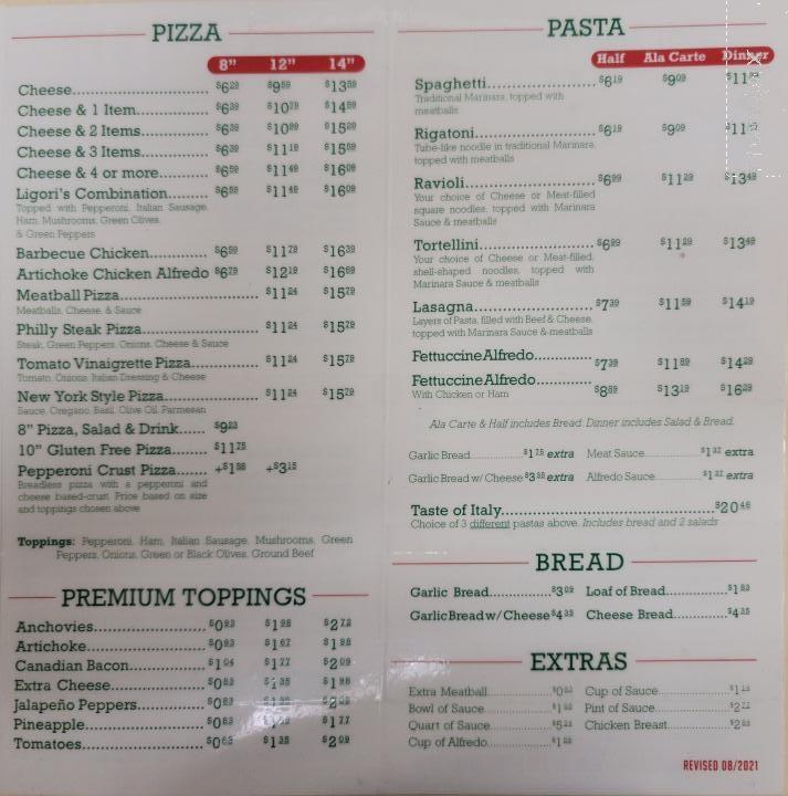 Ligori's Pizza & Pasta - Ogden, UT menu_pic