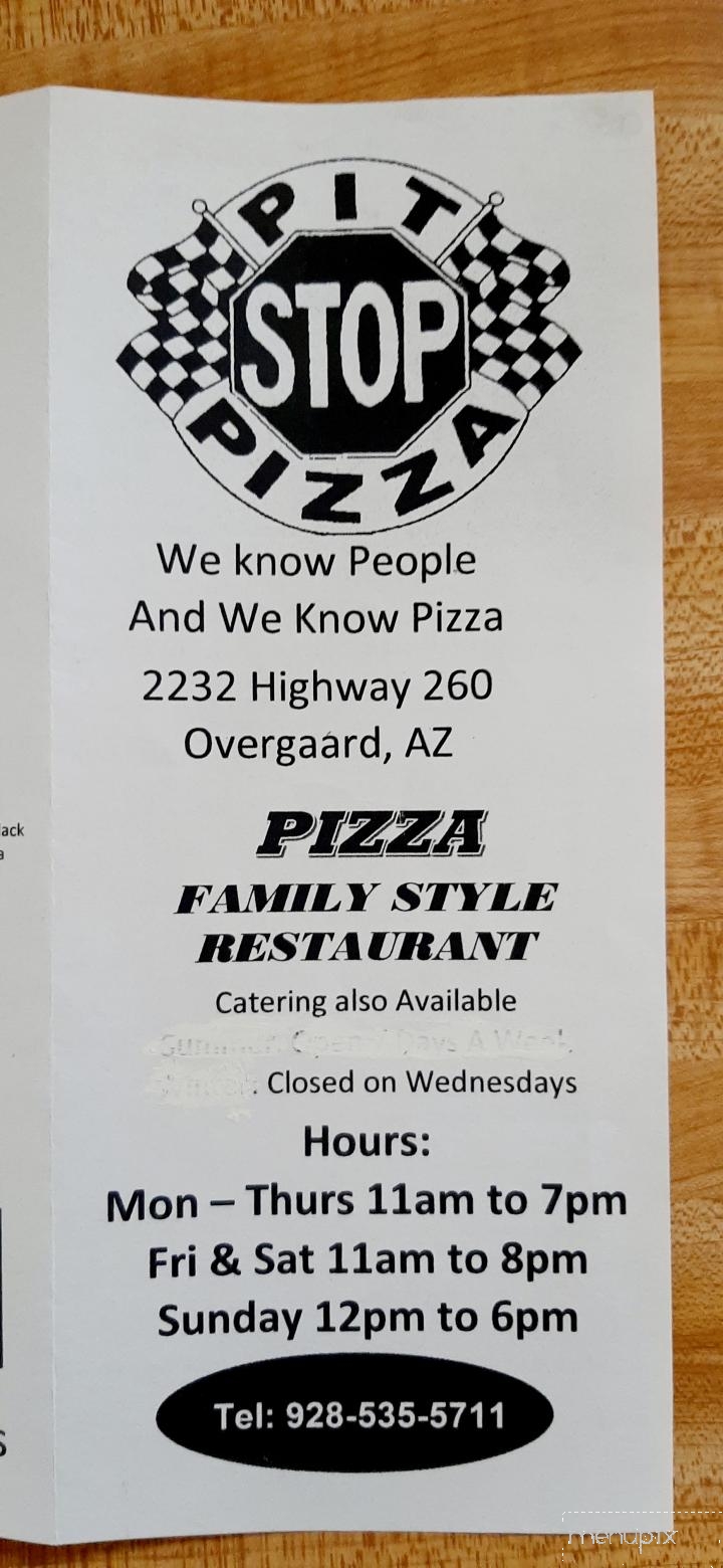 Pit Stop Pizza - Overgaard, AZ