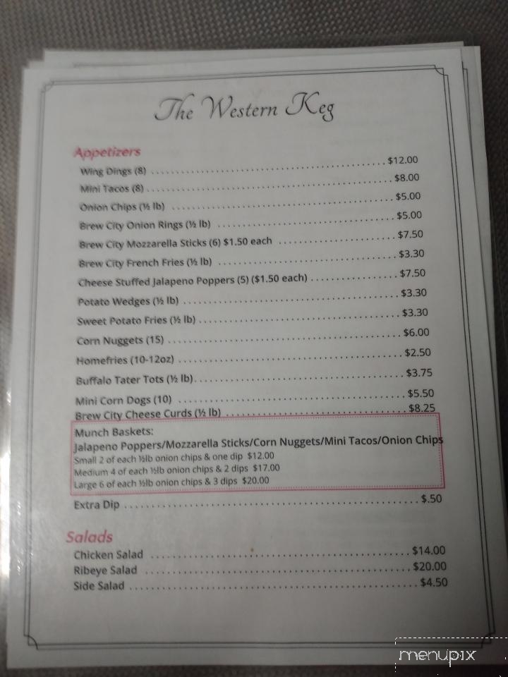 Western Keg - Benkelman, NE menu_pic