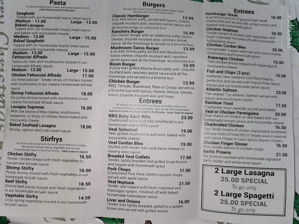 Ranchers Castle - Ponoka, AB menu_pic