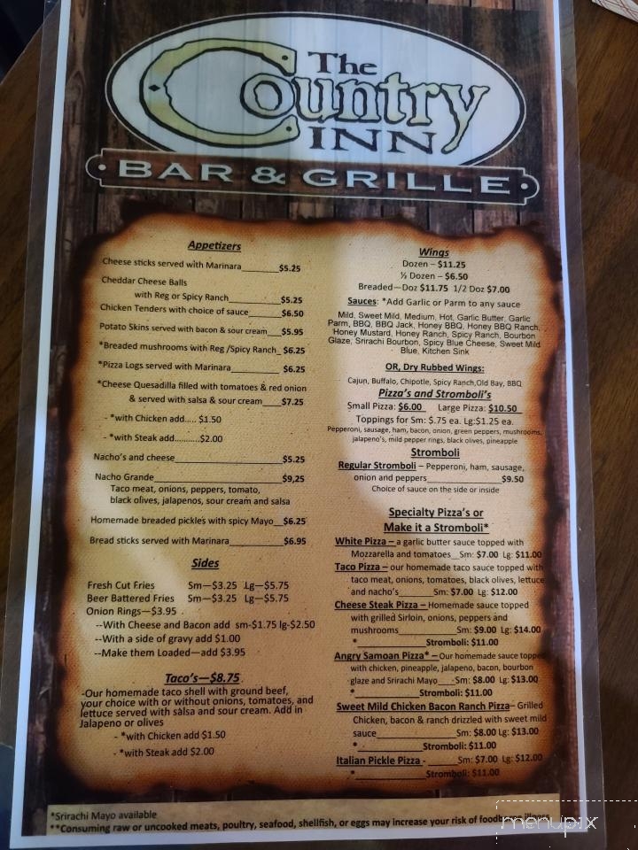 Country Inn Bar & Grill - South Fork, PA menu_pic