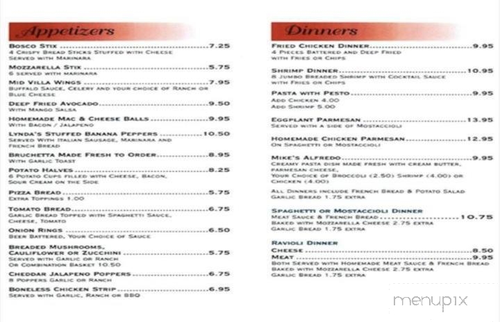 Mid Villa Pizza of Palos Heights - Palos Heights, IL menu_pic
