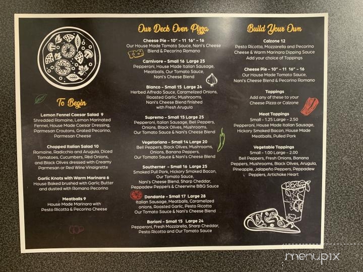 Nani's Pizza & Pasta Bar - Franklin, NC menu_pic