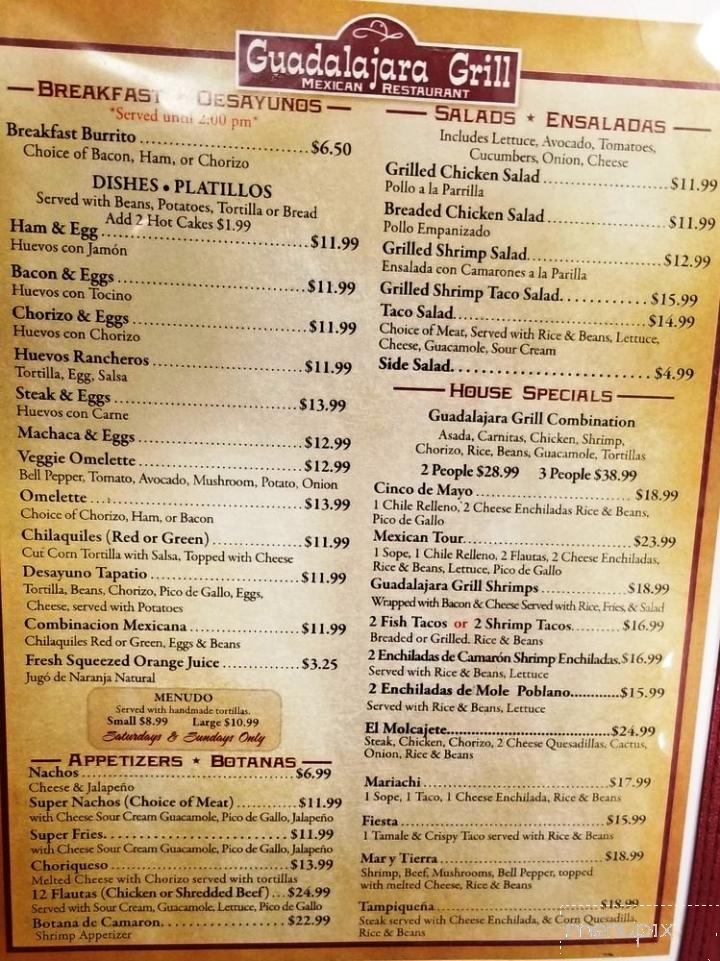 Guadalajara Grill - Salinas, CA menu_pic