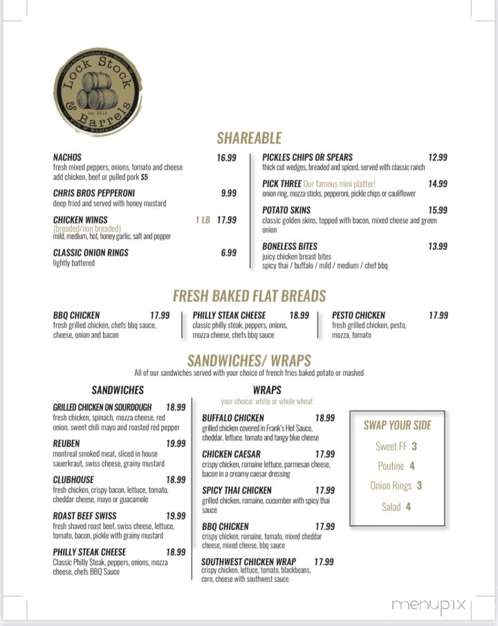 Lock Stock and Barrels - Saint John, NB menu_pic