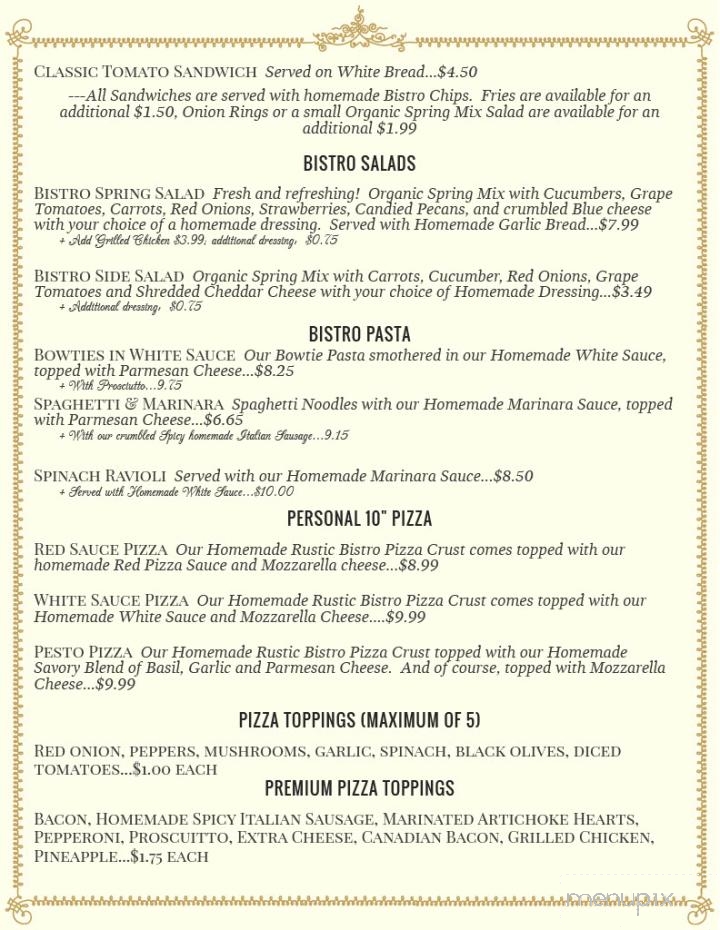 The Rustic Bistro and Bakery - Hawkinsville, GA menu_pic