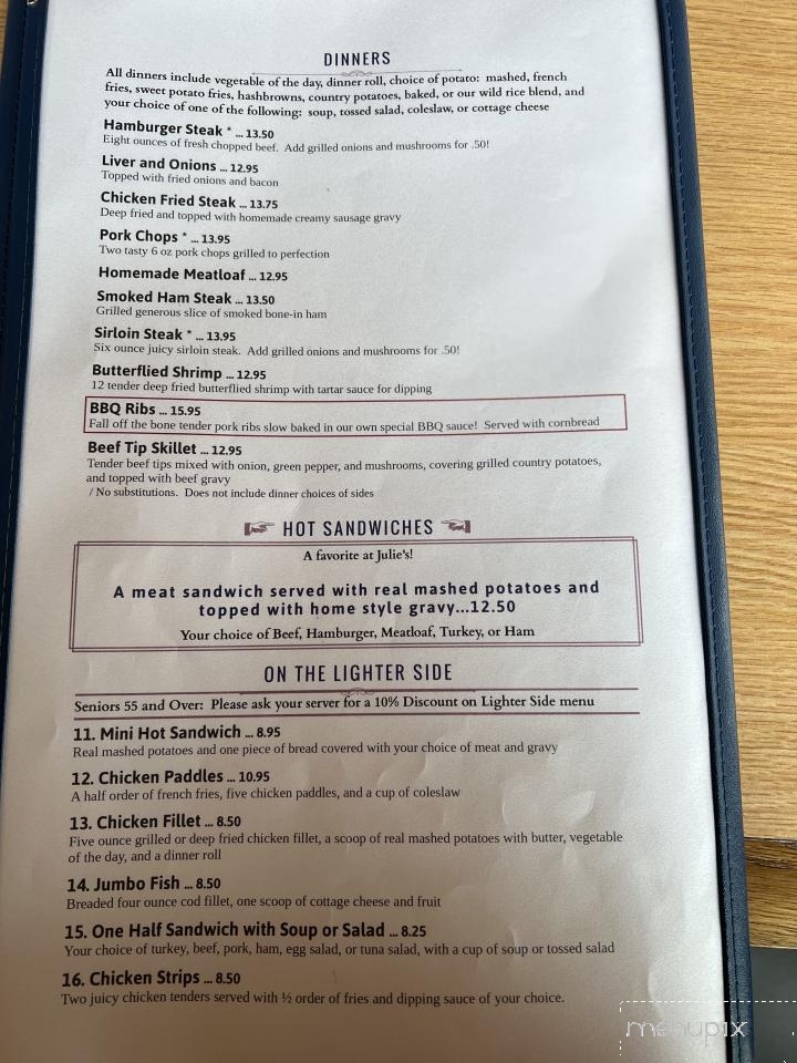 Julie's Family Restaurant - Superior, WI menu_pic