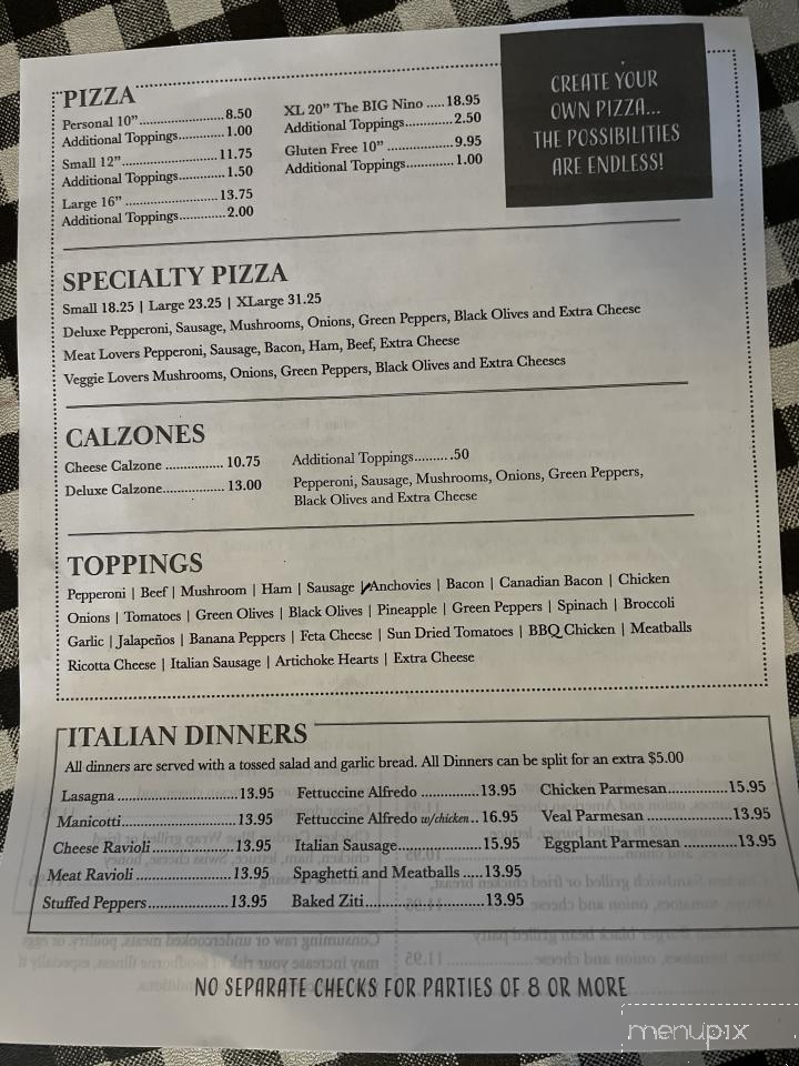 Nino's Pizza - Avon, NC menu_pic