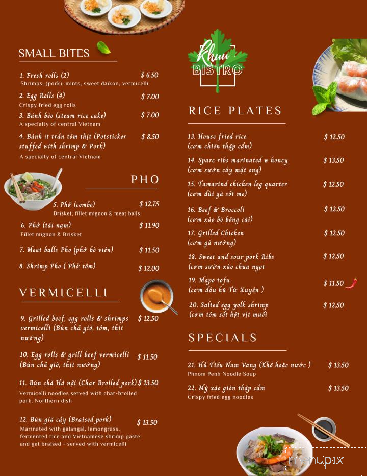 Khuu Bistro - Reseda, CA menu_pic