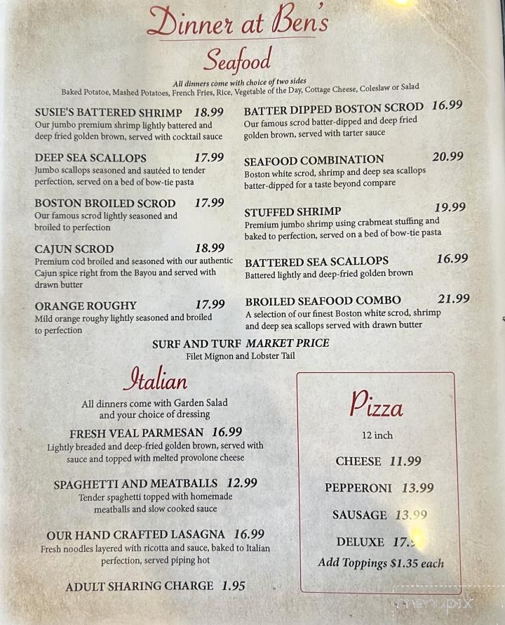 Ben's Restaurant & Bar - Berlin Center, OH menu_pic