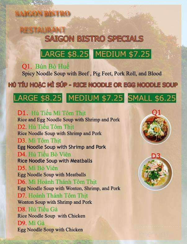 Saigon Bistro - Wichita, KS menu_pic