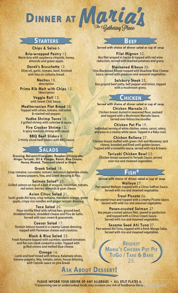 Maria's The Gathering Place - Green Valley, AZ menu_pic