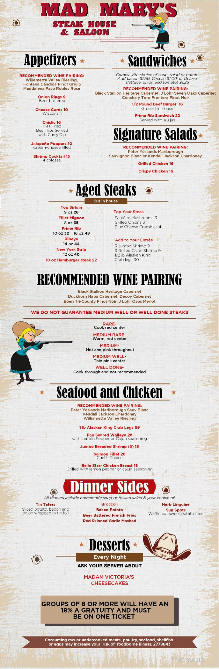 Mad Mary's Steakhouse - Flandreau, SD menu_pic
