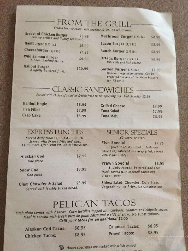 Pelicans Roost Chowder House - Paradise, CA menu_pic